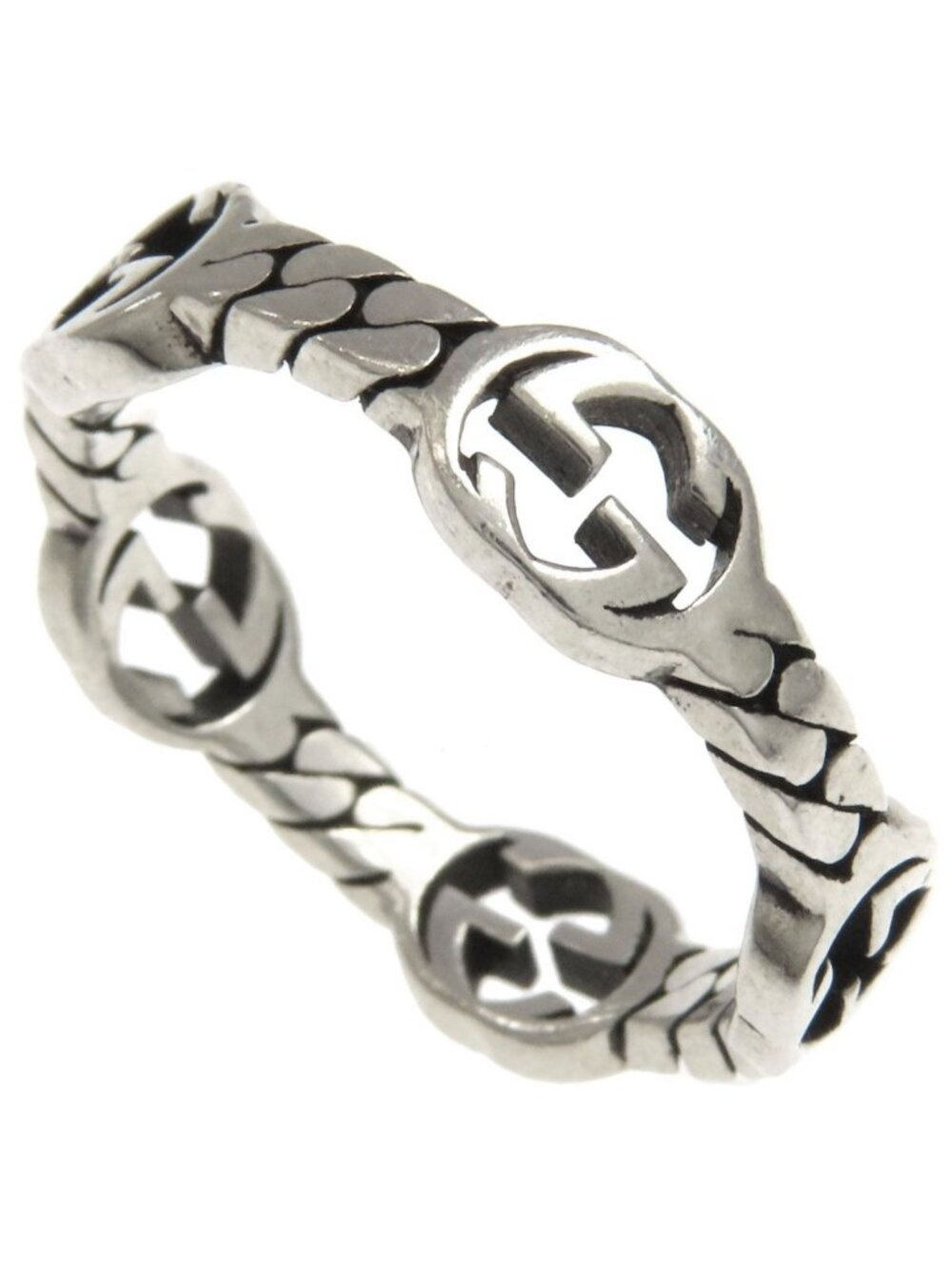 Gucci Interlocking G Chain Ring Silver